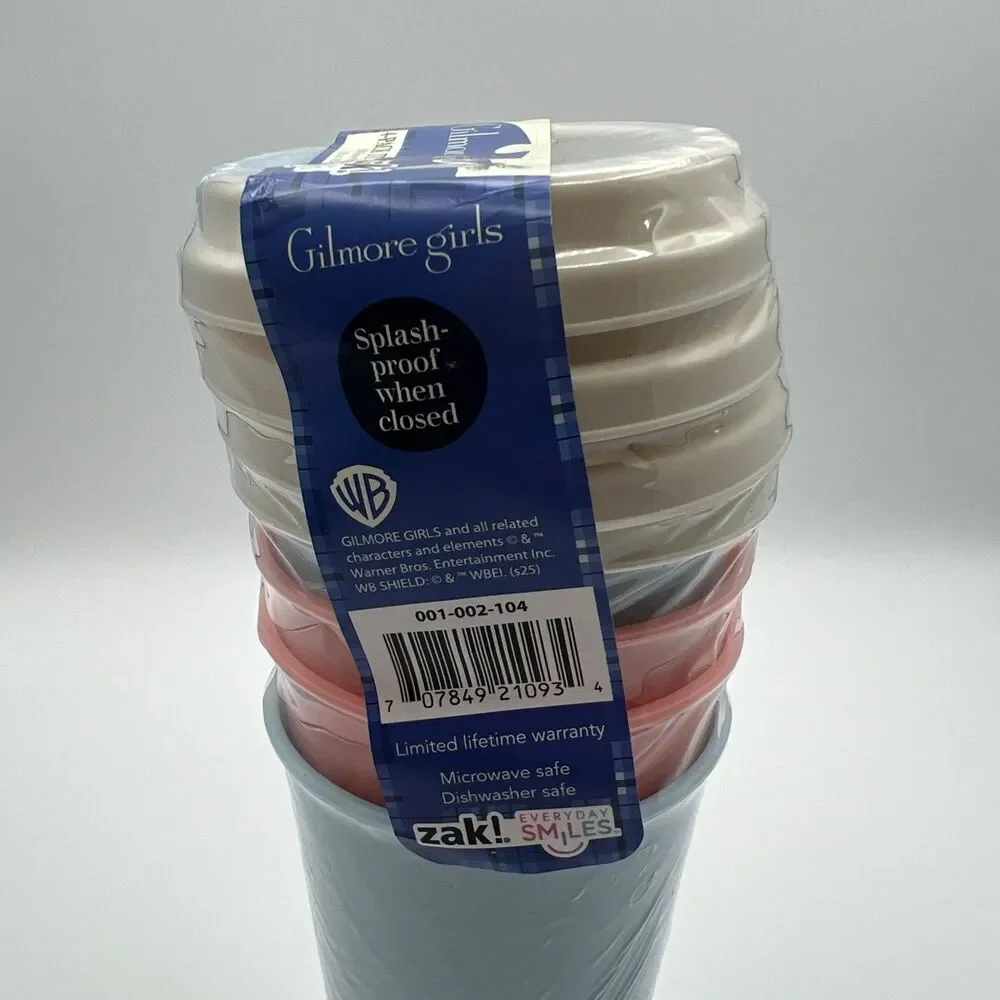 NEW Gilmore Girls Zak Tumbler To-Go Cups W/Lids Luke‘s Dragonfly Inn Set Of 4